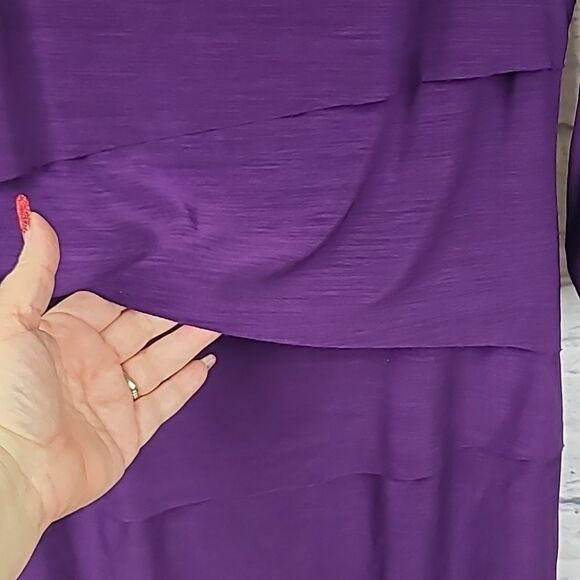 TAHARI Purple Plum Tiered Sheath Dress Matte Jersey MOTB Wedding Party Formal - Picture 10 of 11